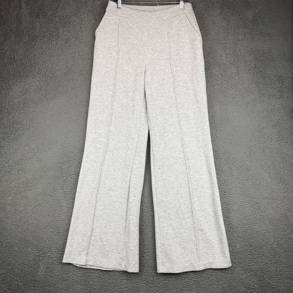 Scoop Womens Gray Wide Leg Seam Front Lounge Pants Size S 4-6 Heathered Relaxed